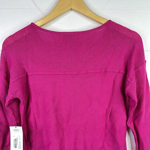 ANA Pink Fuchsia Scoop Neck Long Sleeve Knit Sweater Sweatshirt Top Size Small - Picture 3 of 13